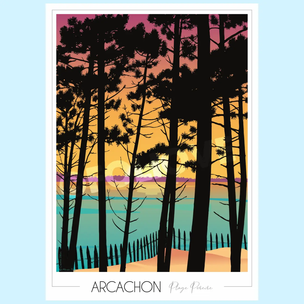 Affiche Arcachon Plage Pereire