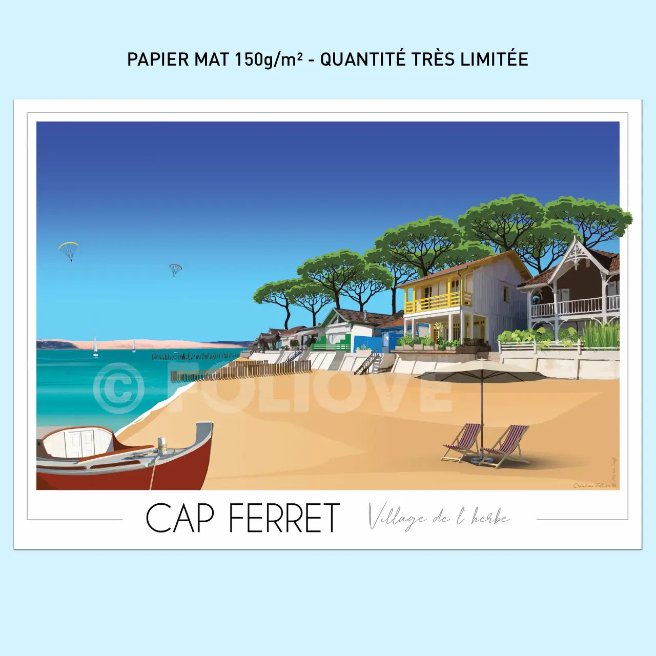 Affiche Lège Cap Ferret Village de l'Herbe 50x70 cm | 150g