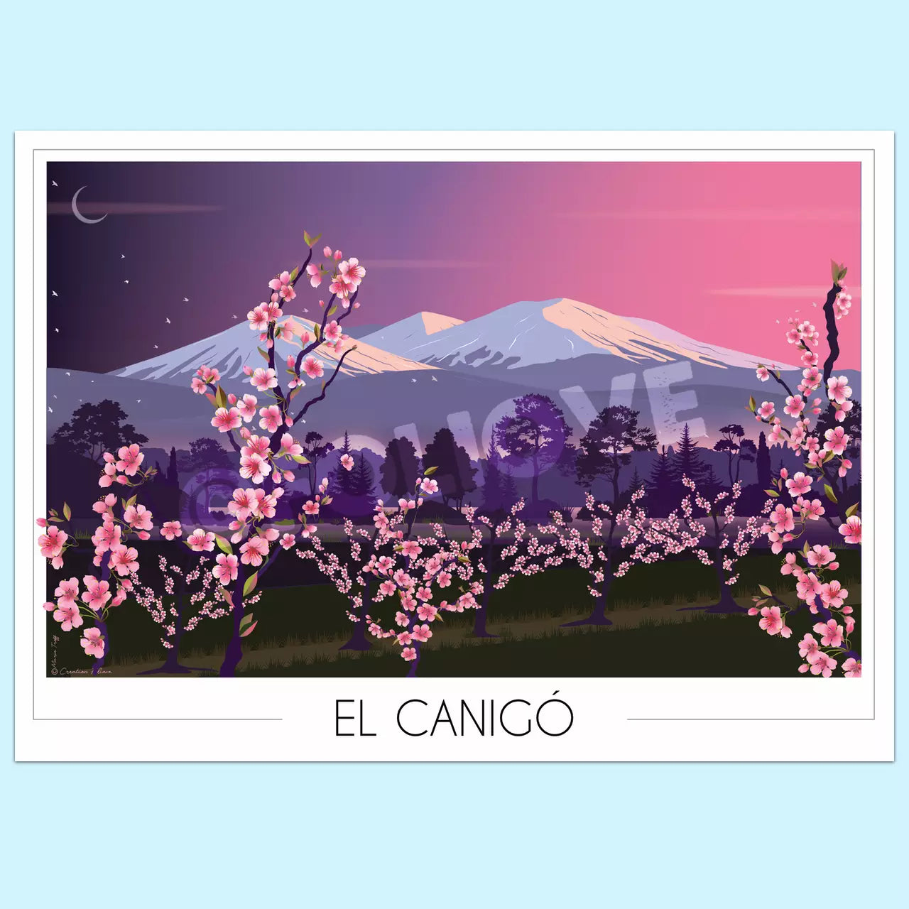 Affiche Canigou Pêchers en fleurs