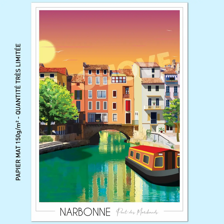 Affiche Narbonne Pont des Marchands 50x70cm | 150G