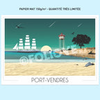 Affiche Port Vendres Voilier 50x70 cm | 150g