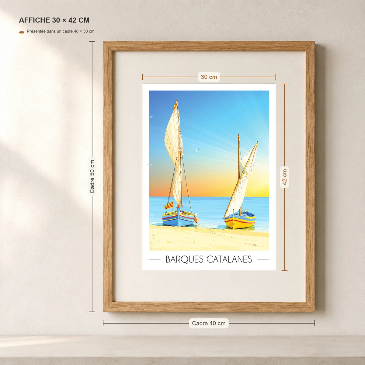 Barques Catalanes en poster A3 dans un cadre 40x50 cm