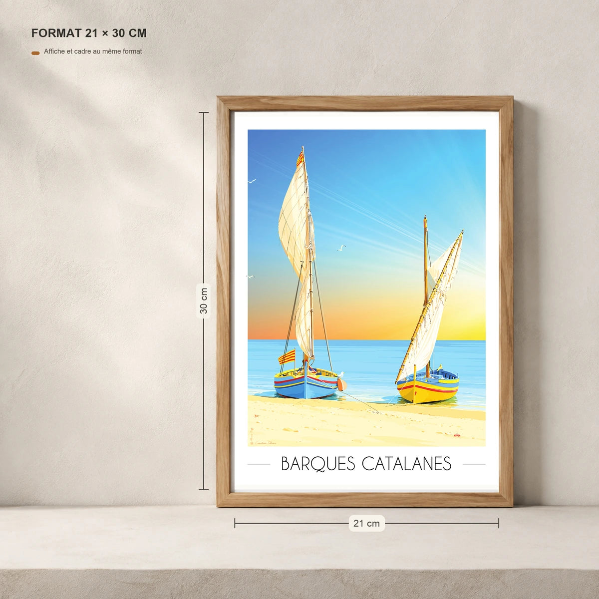 Barques Catalanes en poster A4 dans un cadre 21x30 cm