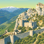 Gros plan sur affiche peyrepertuse