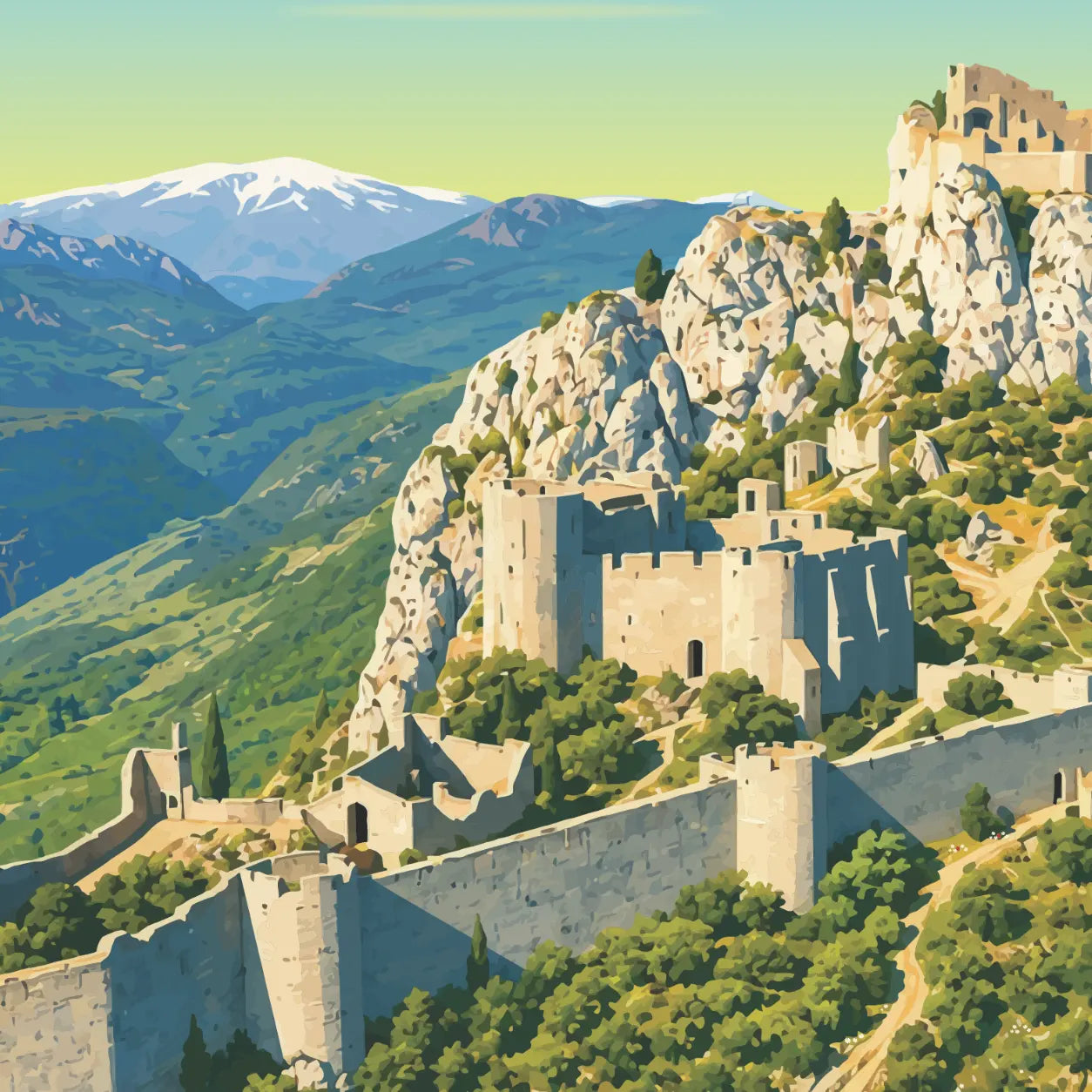 Gros plan sur affiche peyrepertuse