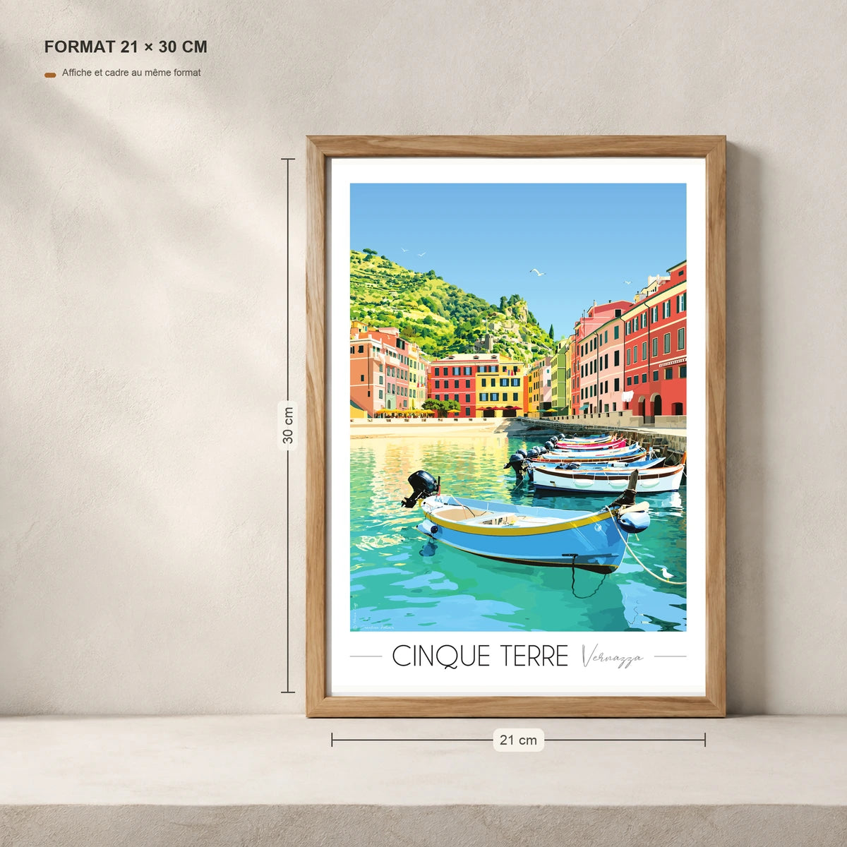 Affiche Italie Cinque Terre A4 dans un cadre 21x30 cm