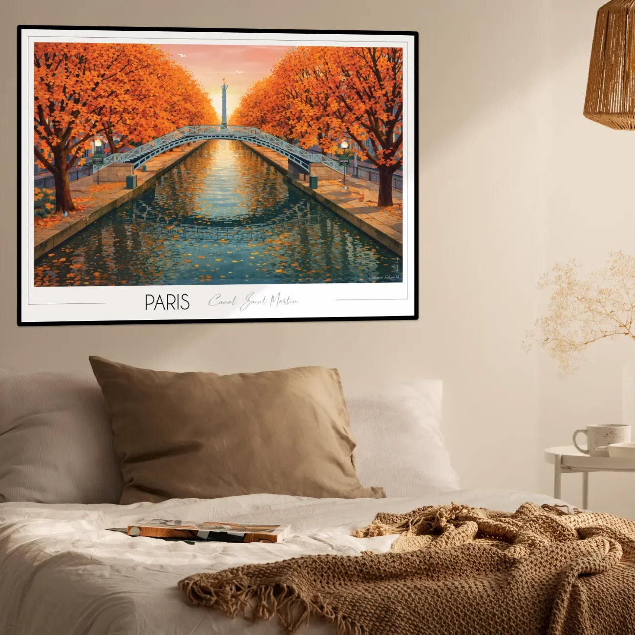Affiche du Canal Saint Martin à Paris dans une décoration murale de chambre