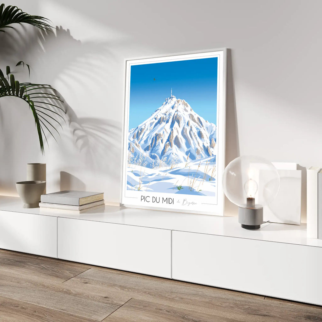 Décoration murale de montagne avec l'affiche du Pic du Midi de Bigorre mis en cadre