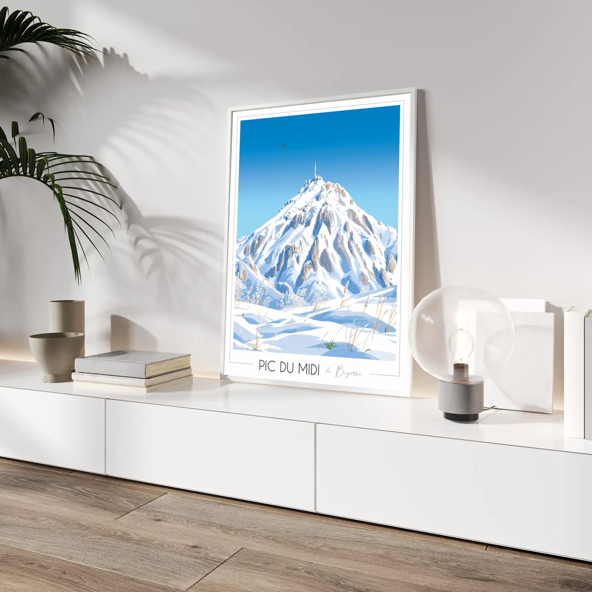 Décoration murale de montagne avec l'affiche du Pic du Midi de Bigorre mis en cadre