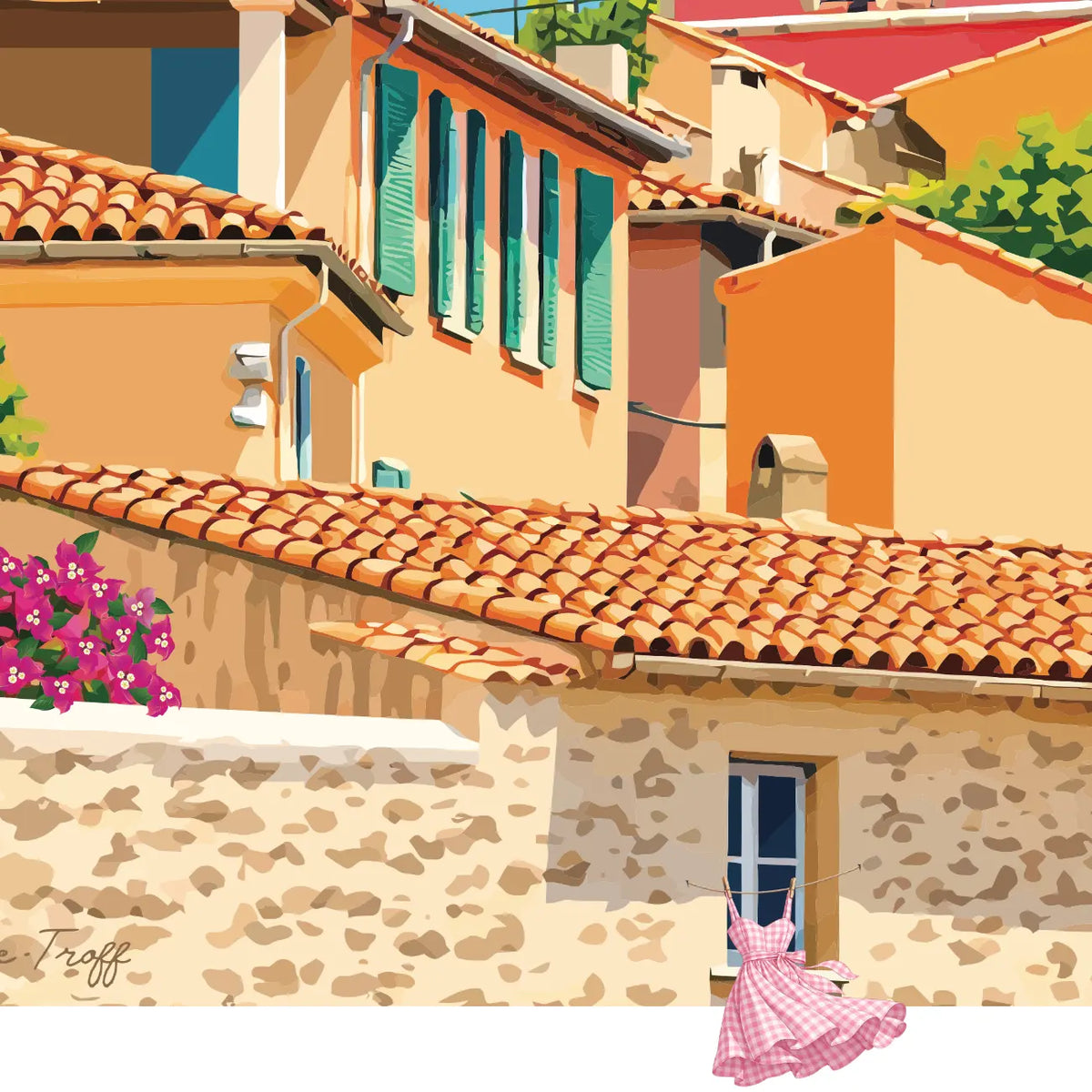 Gros plan de l'affiche avec la robe vichy de Brigitte Bardot qui seche dans le village de Saint-Tropez