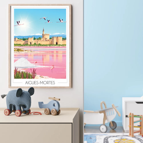décoration chambre enfant affiche tons doux rose et bleu