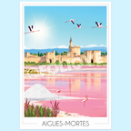 poster flamants roses aigues mortes -Foliove