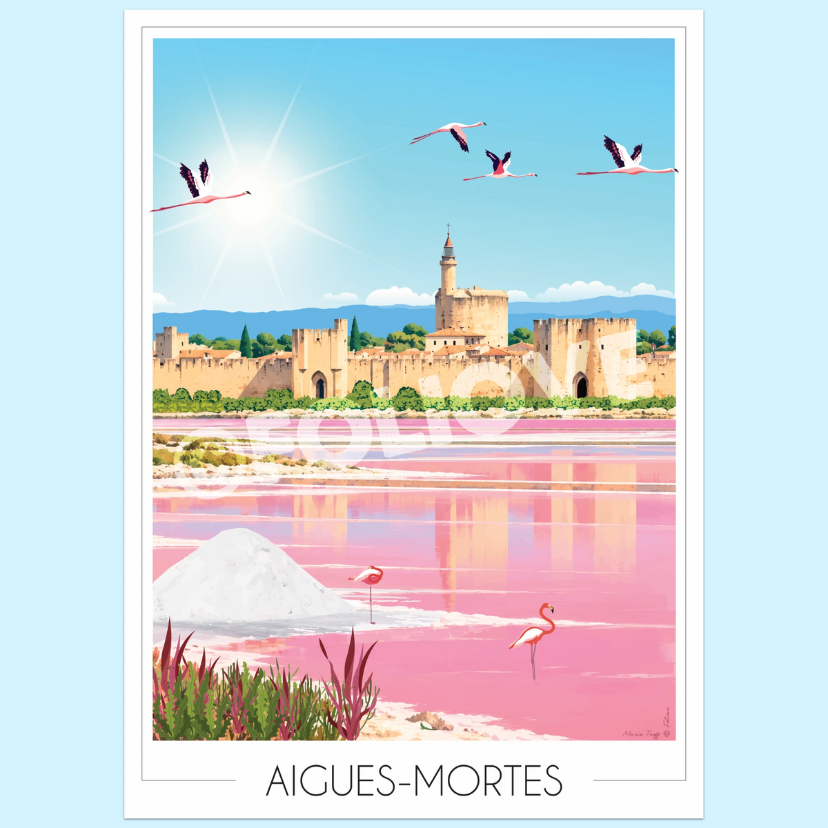 poster flamants roses aigues mortes -Foliove
