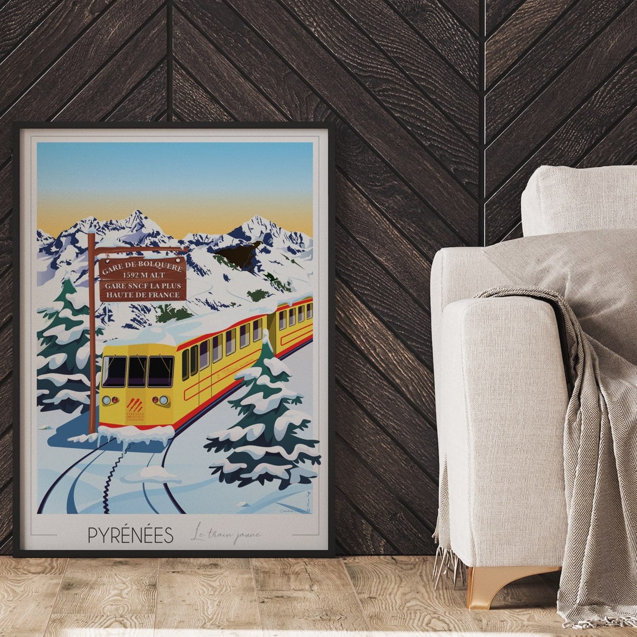 Affiche Pyrénées Train Jaune - Bolquère