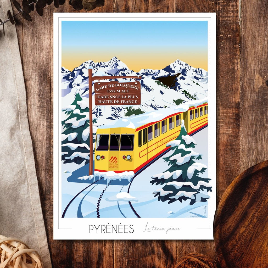 Affiche Pyrénées Train Jaune - Bolquère
