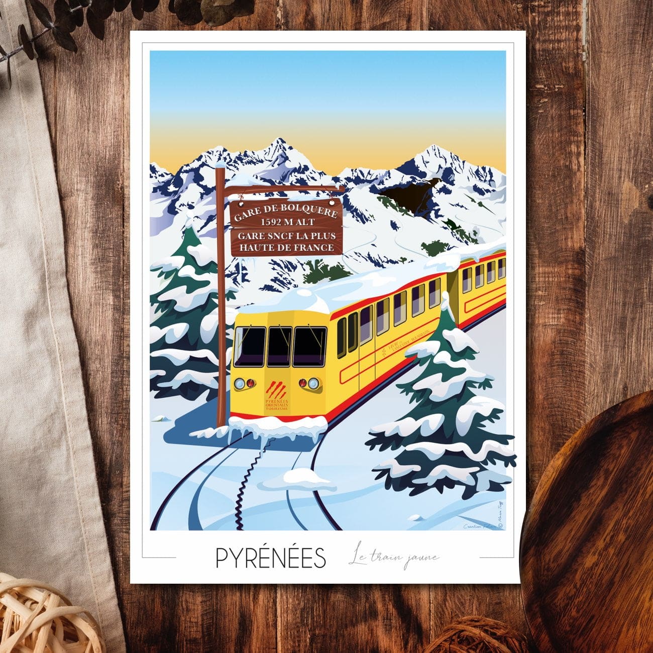 Affiche Pyrénées Train Jaune - Bolquère