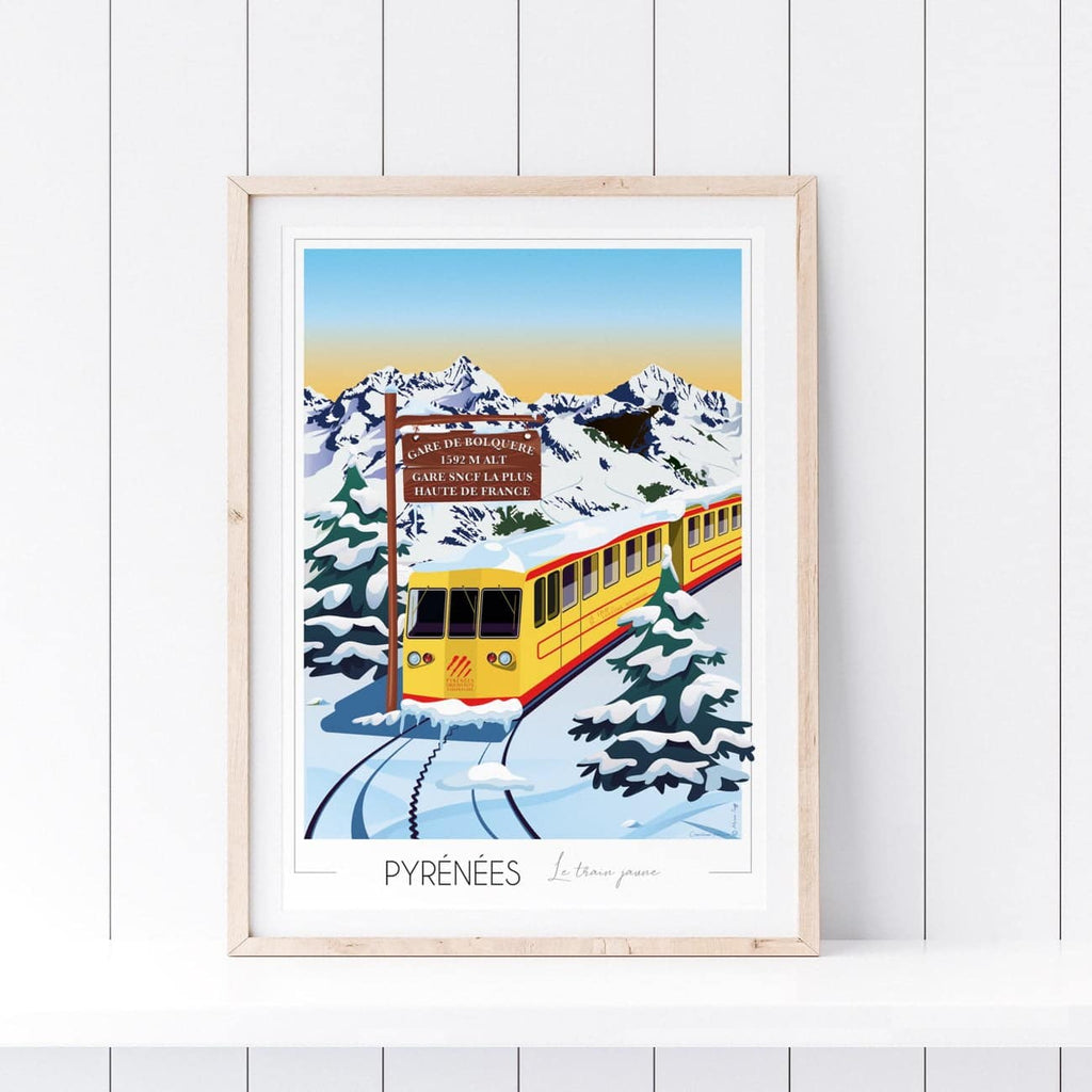 Affiche Pyrénées Train Jaune - Bolquère
