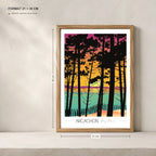 Plage Pereire sur le Bassin d'arcachon en affiche A4 dans un cadre 21x30 cm