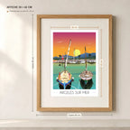 Affiche A3 d'Argelès sur mer port dans un cadre 40x60 cm