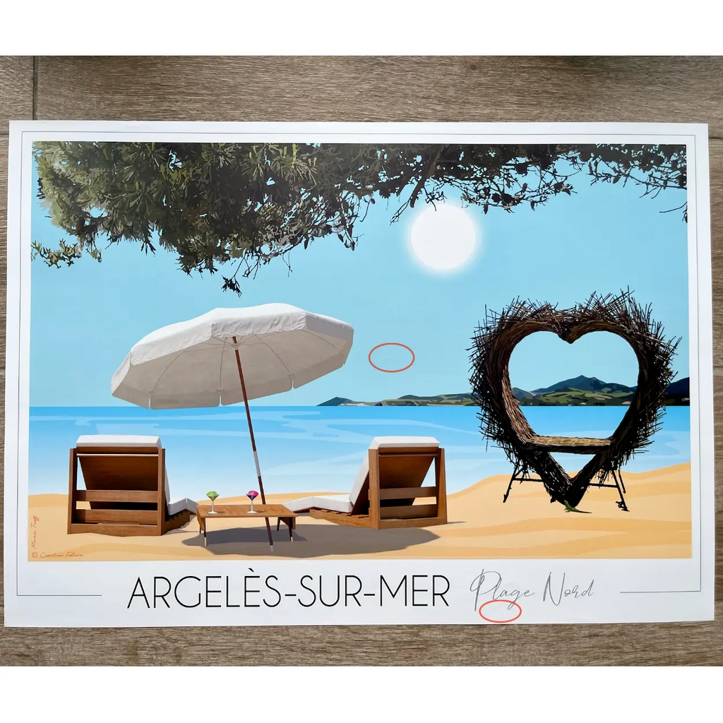 Affiche Cœur Argelès-sur-Mer plage | Imparfaite 50x70 cm
