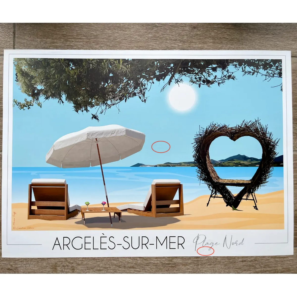 Affiche Cœur Argelès-sur-Mer plage | Imparfaite 50x70 cm