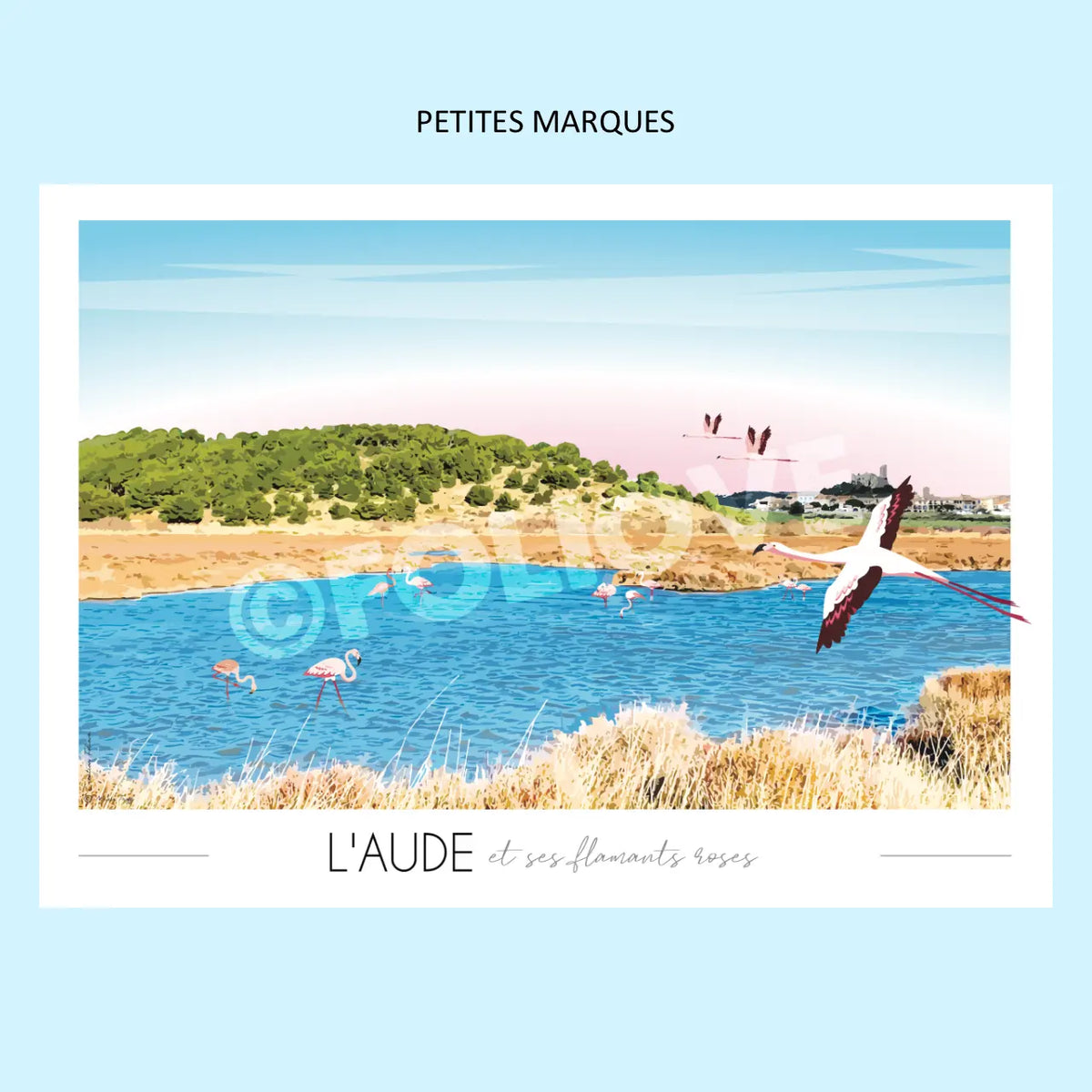 Affiche Aude et ses flamants roses | Imparfaite 30x42 cm