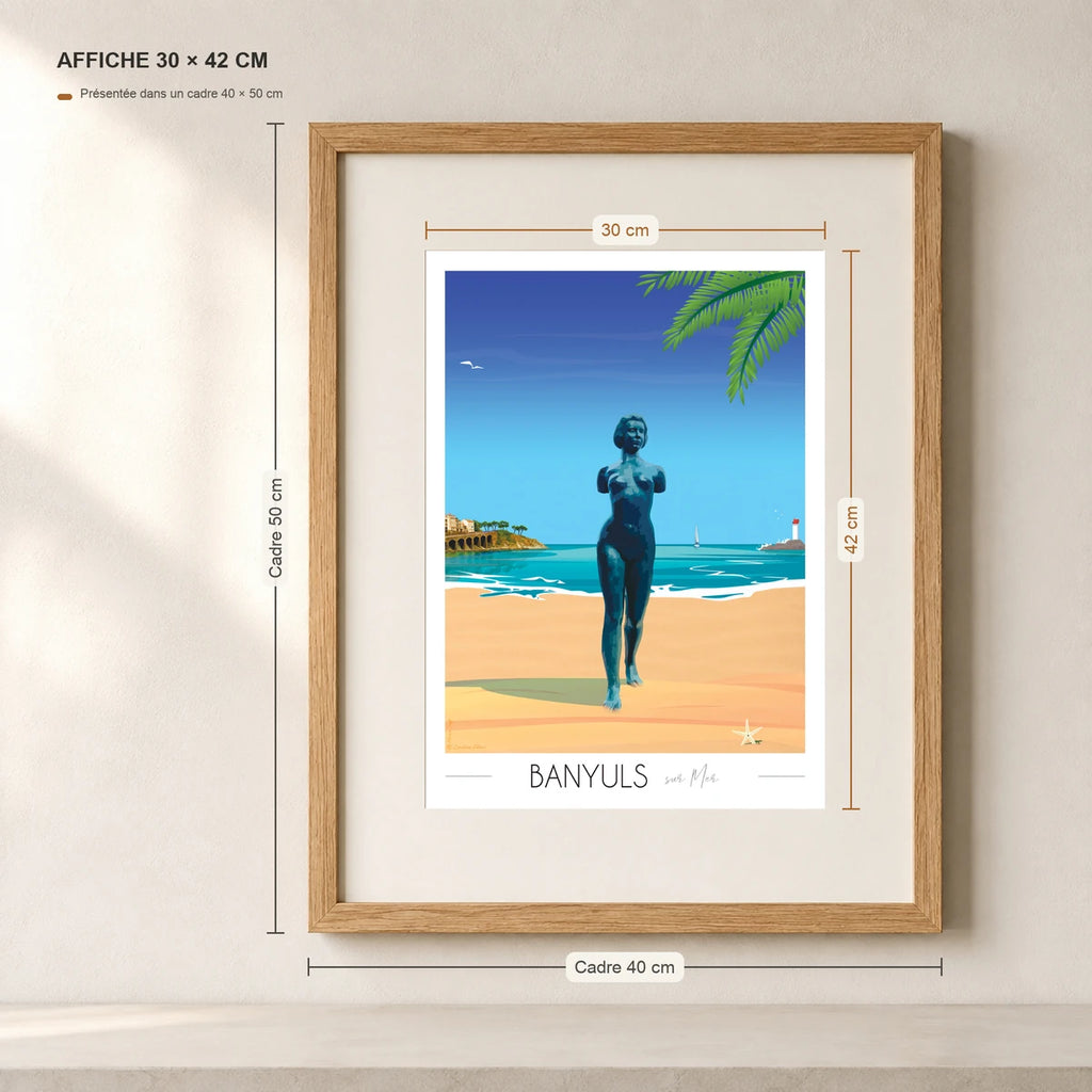 poster Banyuls sur mer Maillol A3 dans un cadre 40x50 cm