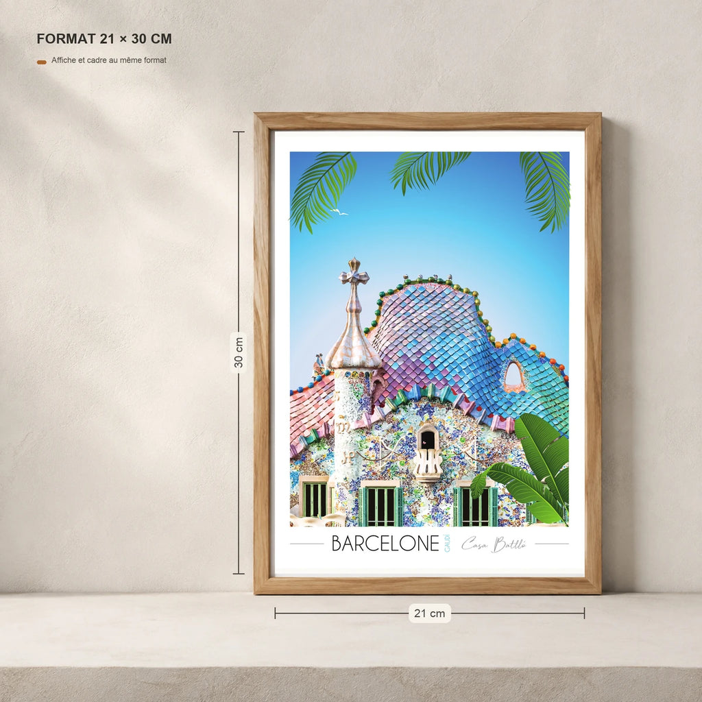 poster Barcelone Casa Battlo A4 dans un cadre 21x30 cm