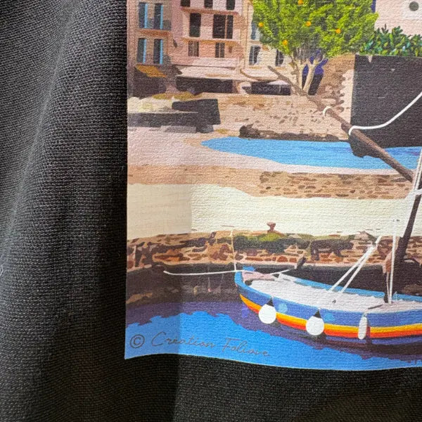 Anses doublées et renforcées du cabas XXL Collioure, cousues à la main