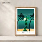 Canet en roussillon statue affiche A4 dans un cadre 21x30 cm