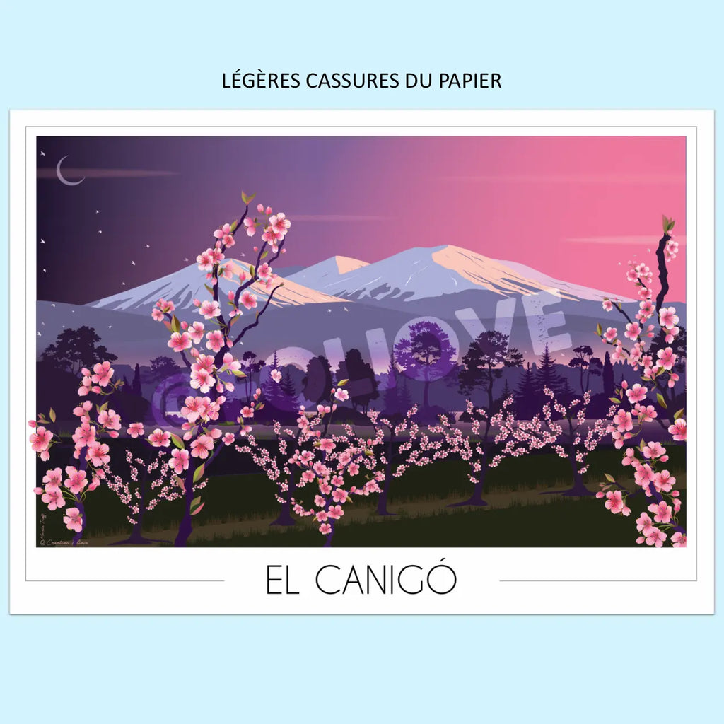 Affiche Canigou Pêchers en fleurs | Imparfaite 50x70 cm