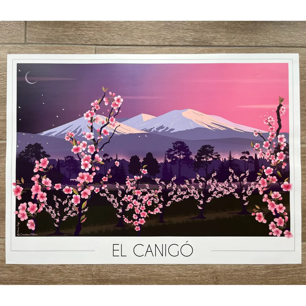 Affiche Canigou Pêchers en fleurs | Imparfaite 50x70 cm