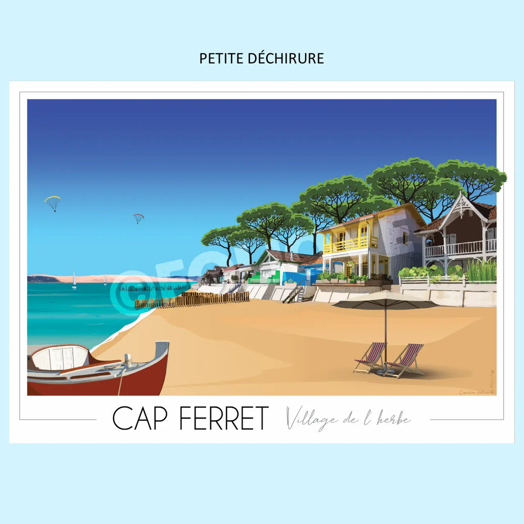 Cap Ferret Village de l'Herbe Poster | Imparfaite 50x70 cm
