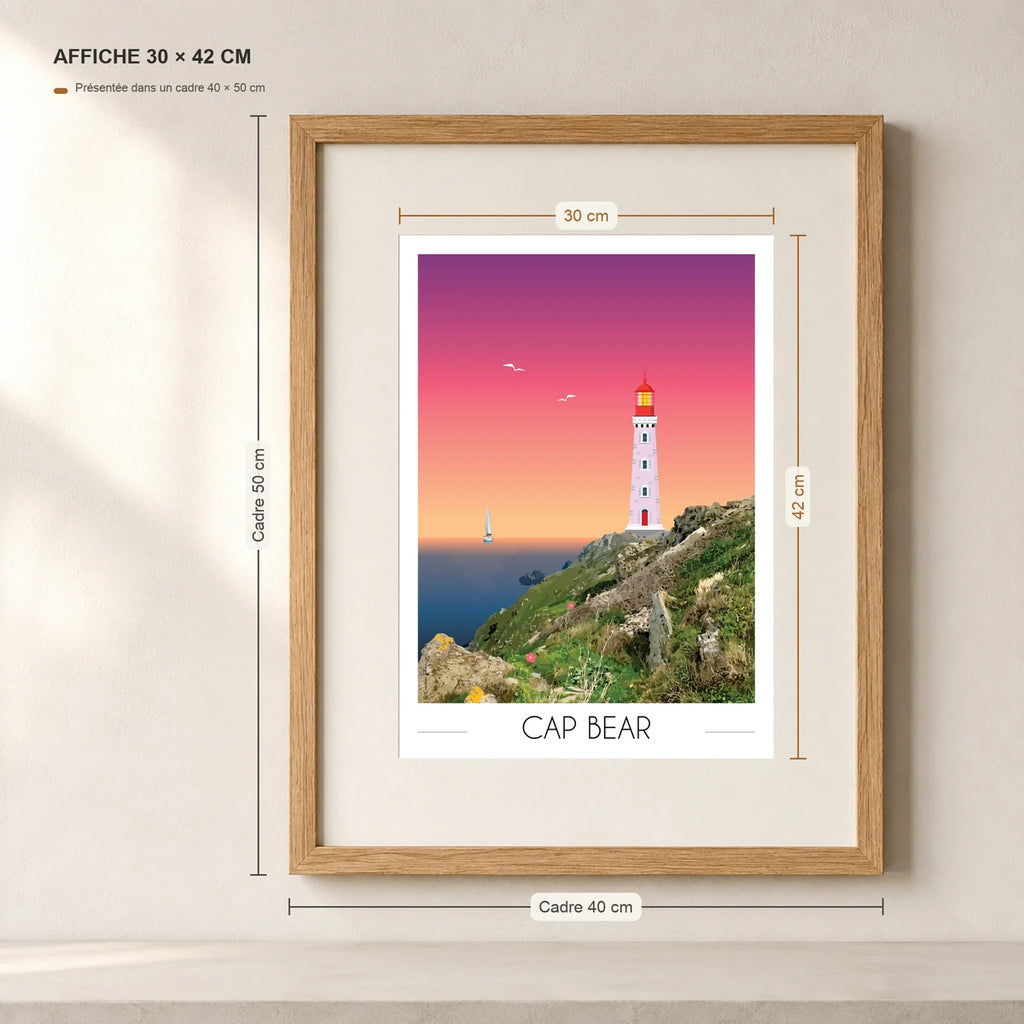 Cap Bear affiche A3 dans un cadre 40x50 cm