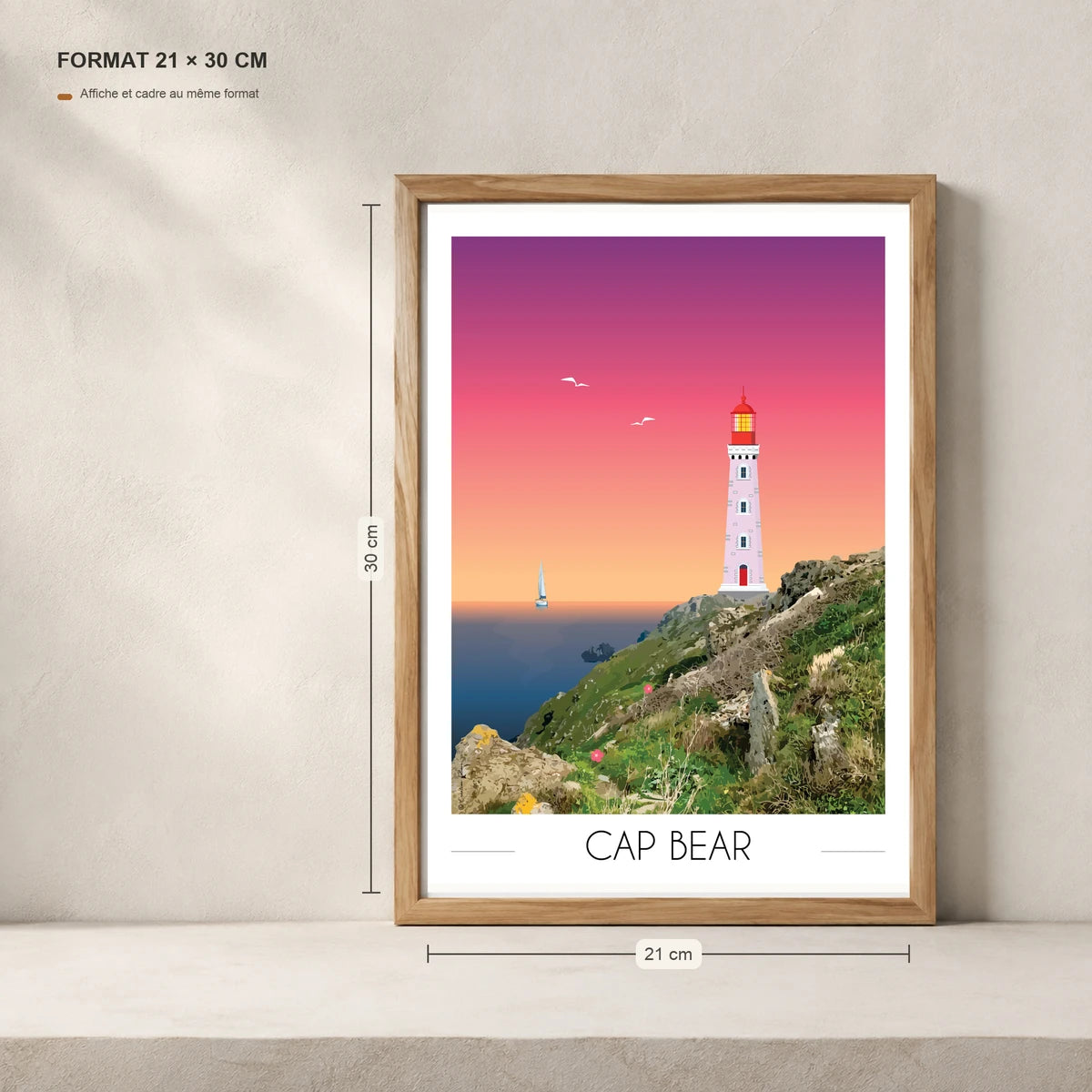 Cap Bear affiche A4 dans un cadre 21x30 cm
