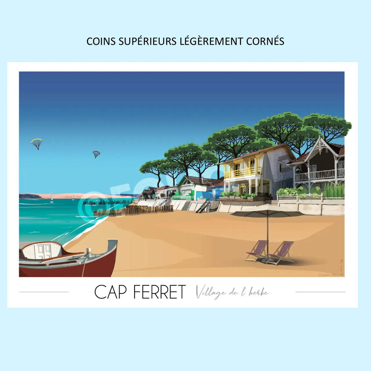 Affiche Cap Ferret Village de l'Herbe | Imparfaite 30x42 cm