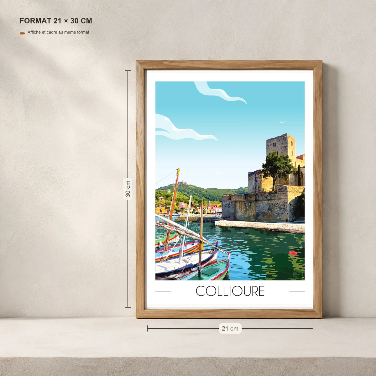 Château Royal de Collioure en affiche A4 dans un cadre 21x30 cm