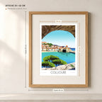 Collioure village de pecheurs Pyrénées Orientales affiche A3 dans un cadre 40x50 cm