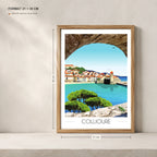 Collioure village de pecheurs Pyrénées Orientales affiche A4 dans un cadre 21x30 cm