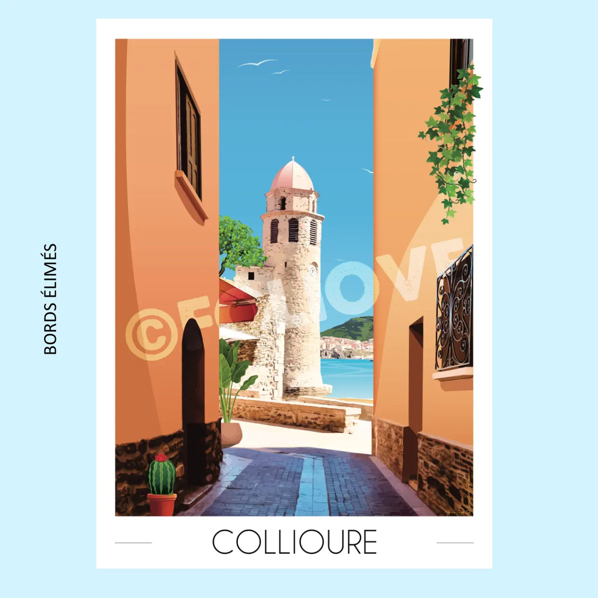 Affiche Clocher de Collioure | Imparfaite 30x42 cm