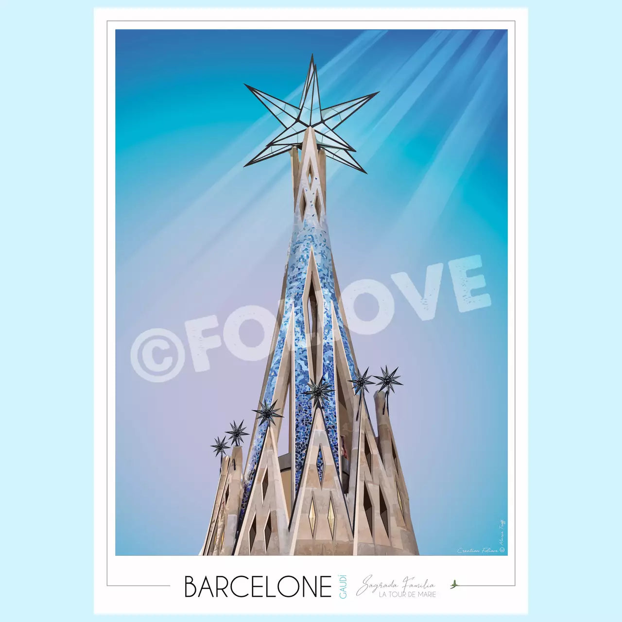 Affiche Barcelone Sagrada Familia Tour de Marie