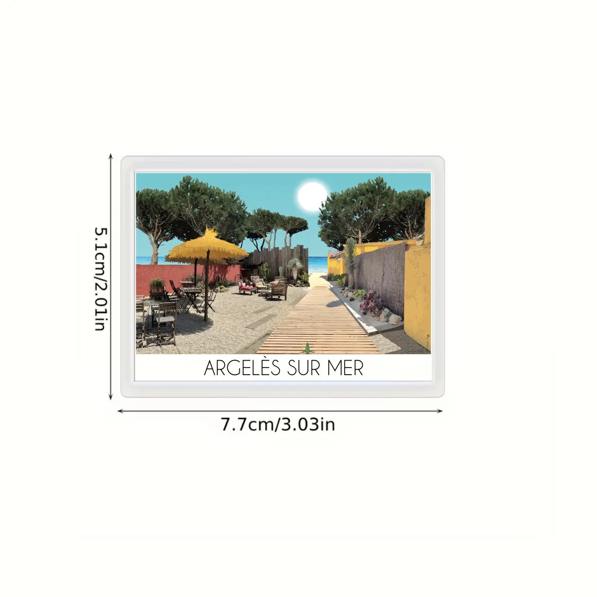 Dimensions Aimant pour frigo souvenir Argeles sur mer