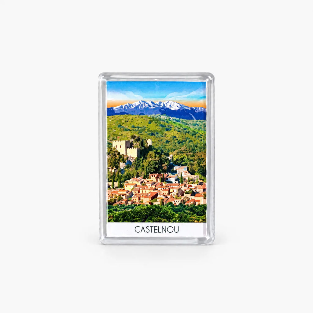 Aimant pour frigo souvenir Castelnou vue de face