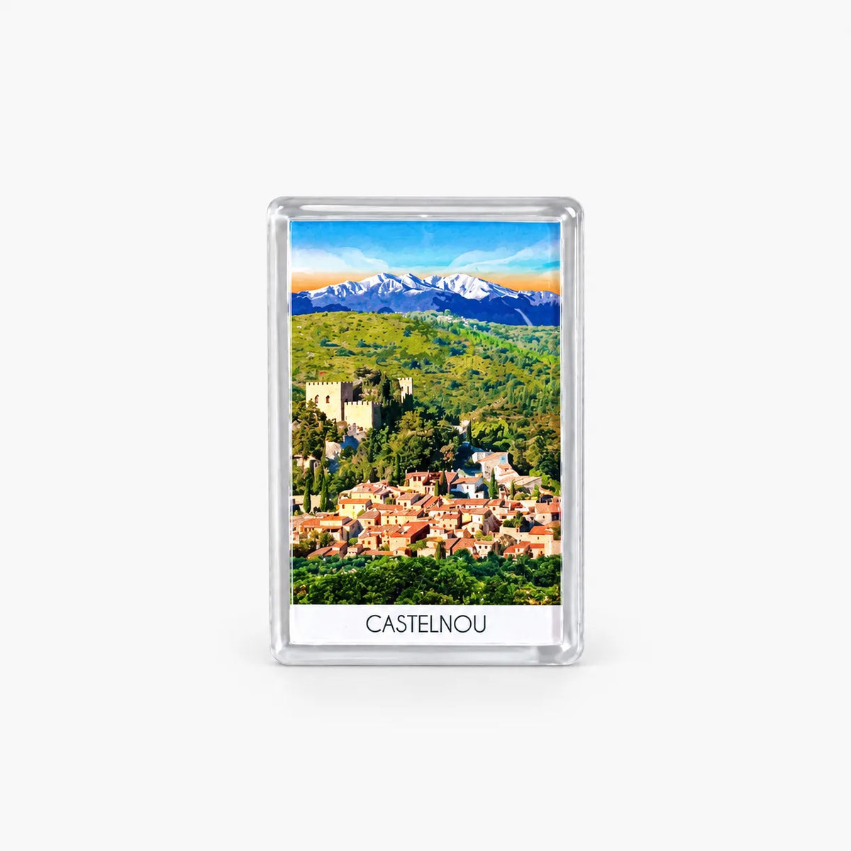 Aimant pour frigo souvenir Castelnou vue de face