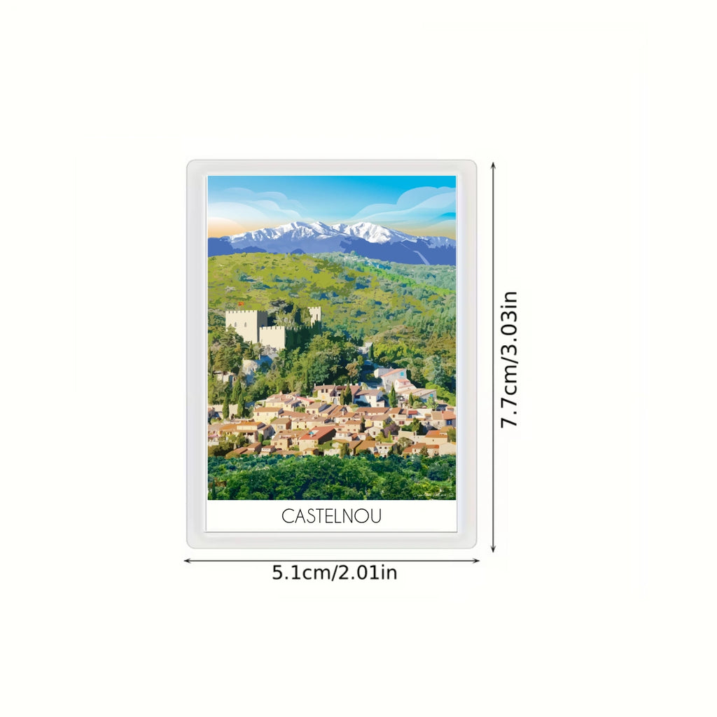 Aimant pour frigo souvenir Castelnou dimensions