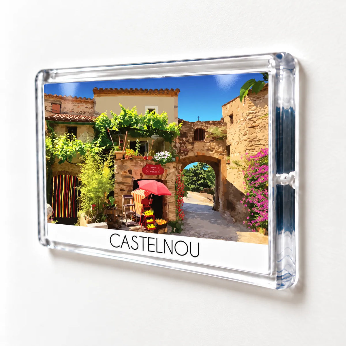 aimant frigo castelnou village vue de profil