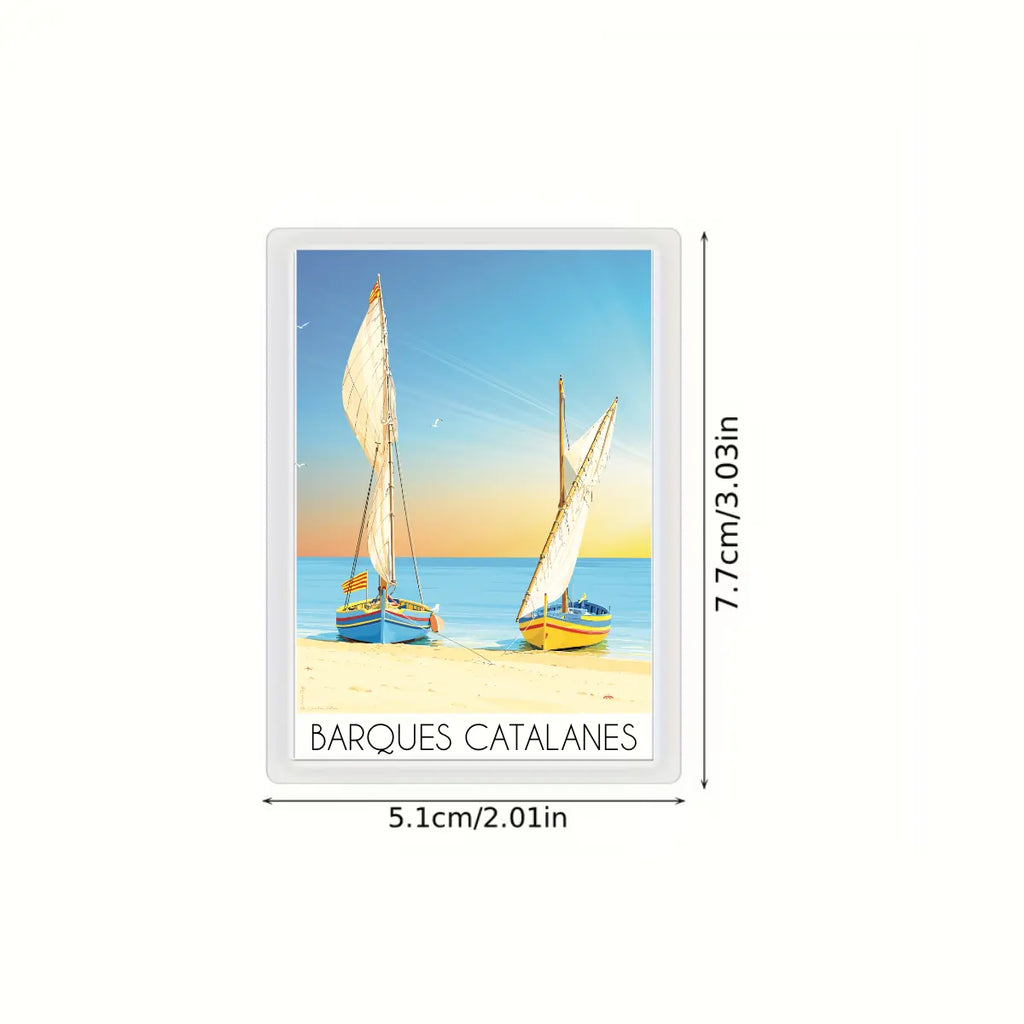 Dimensions d'un aimant pour frigo avec des barques catalanes