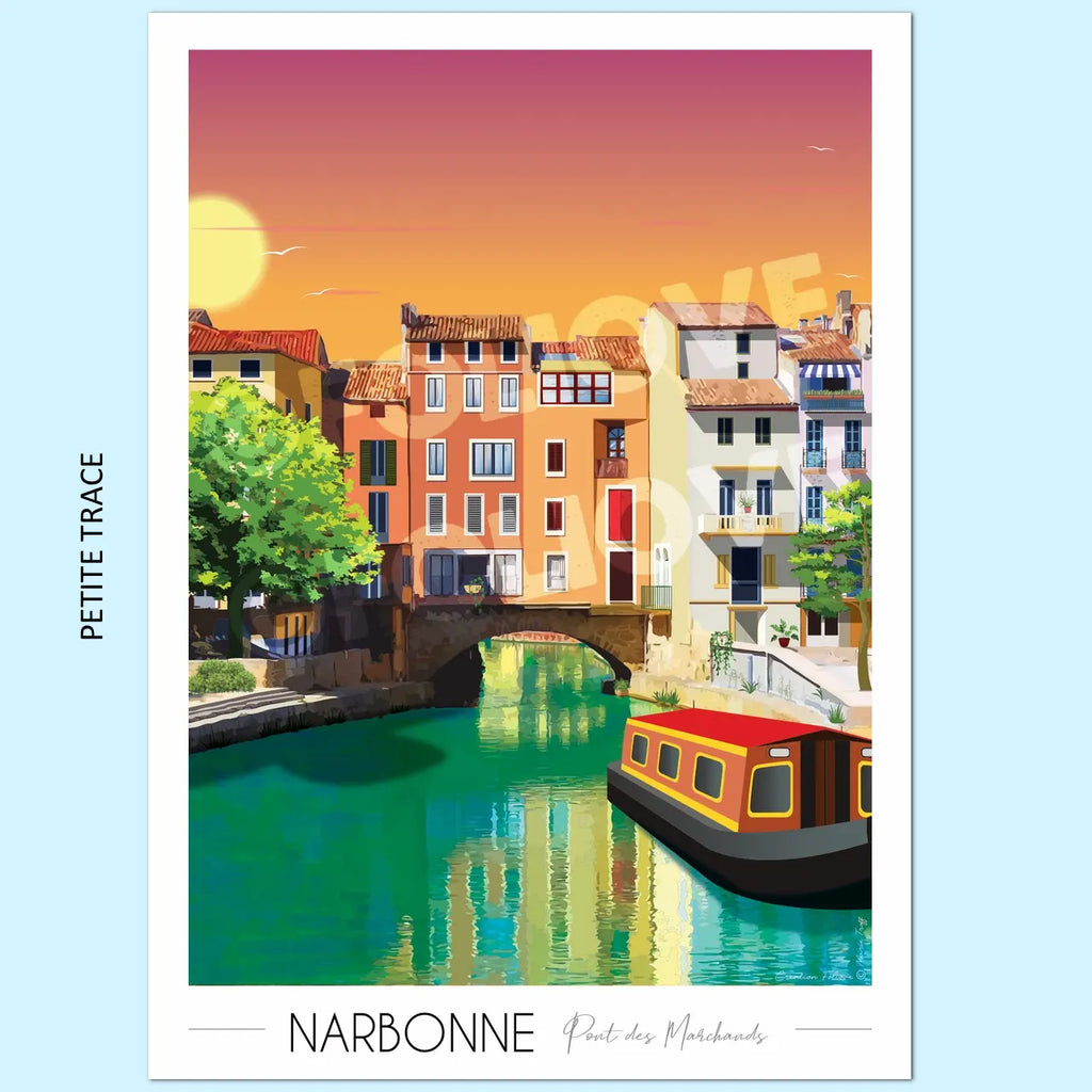 Affiche Narbonne Pont des Marchands | Imparfaite 30x42 cm