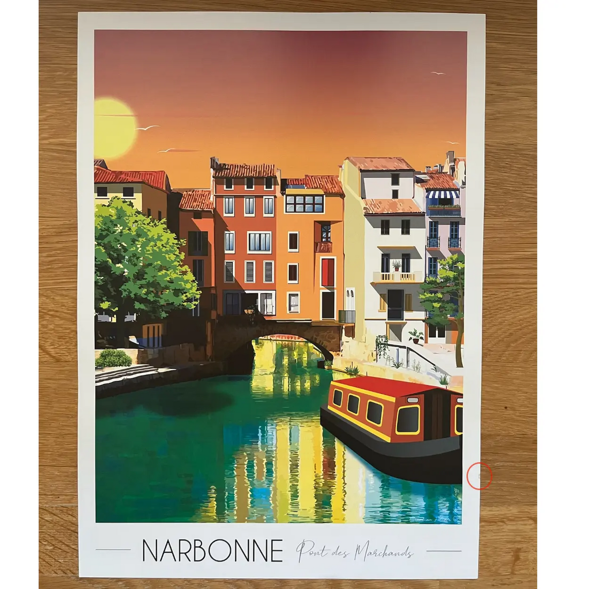 Affiche Narbonne Pont des Marchands | Imparfaite 30x42 cm
