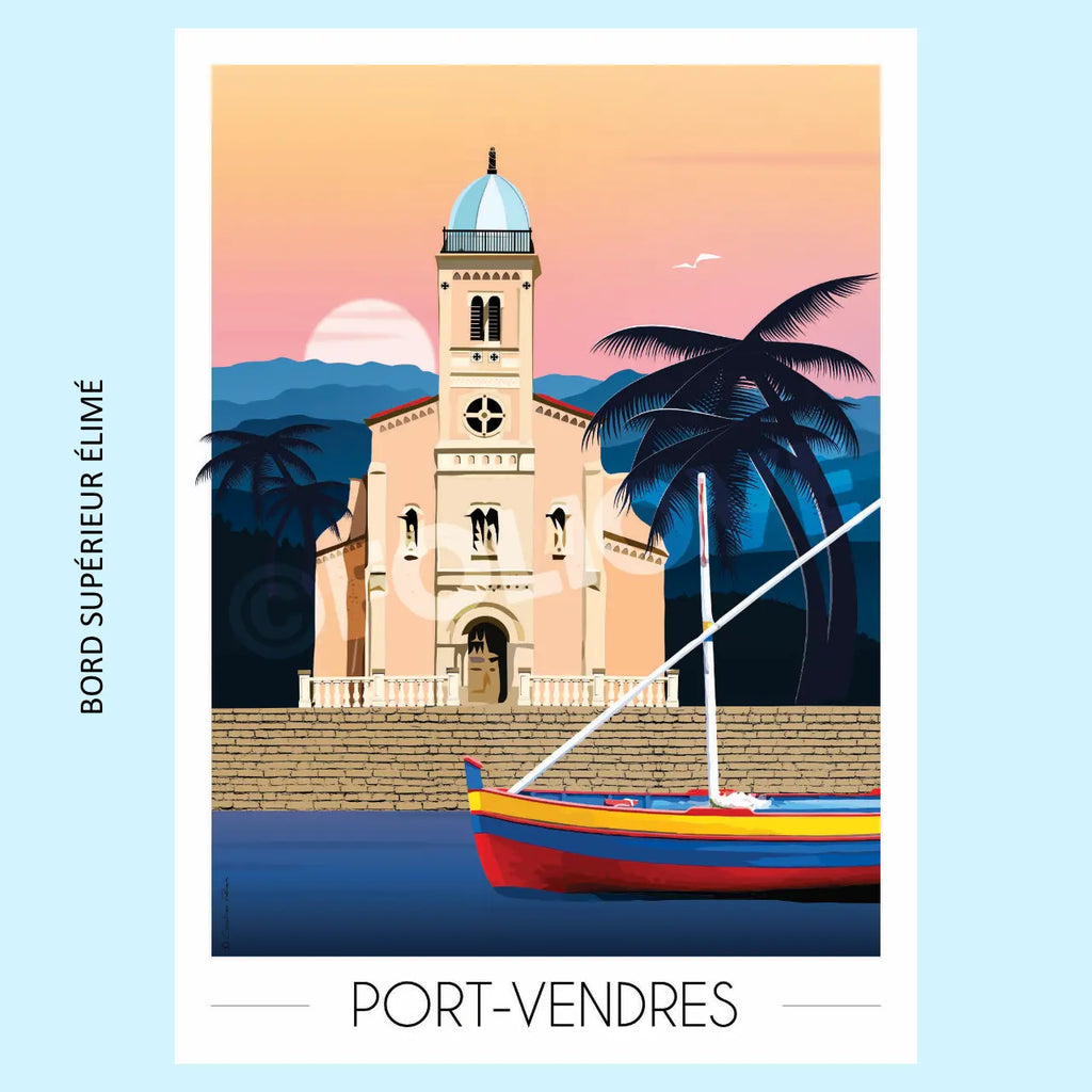 Affiche Port Vendres - Église | Imparfaite 30x42 cm